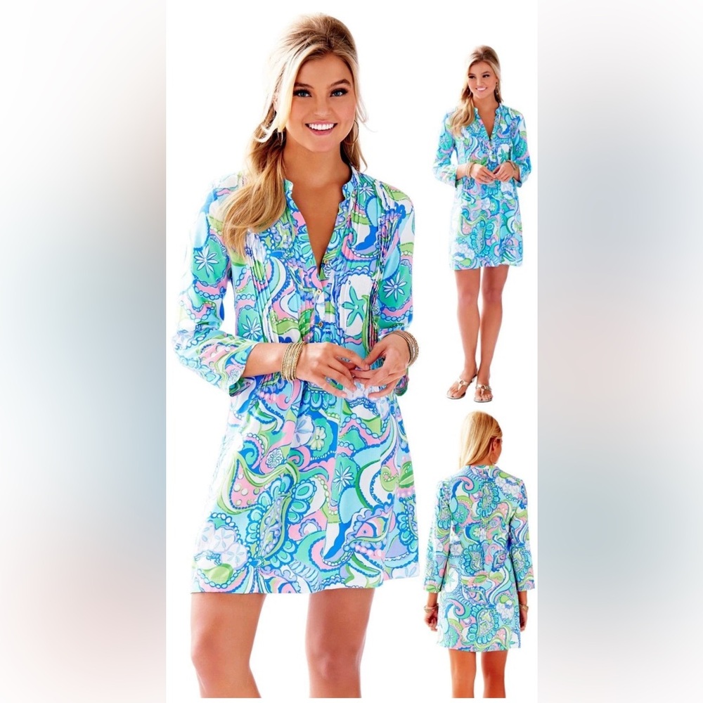 Lilly Pulitzer Sarasota Pintuck Tunic Dress size M